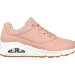 Women's Wide Fit Skechers 73690 Uno Stand On Air Sports Trainers - Blush