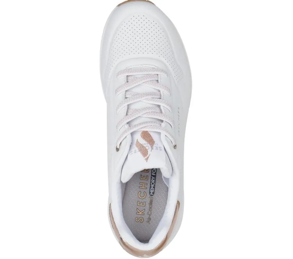 Women's Wide Fit Skechers Uno 155196 Shimmer Away Trainers