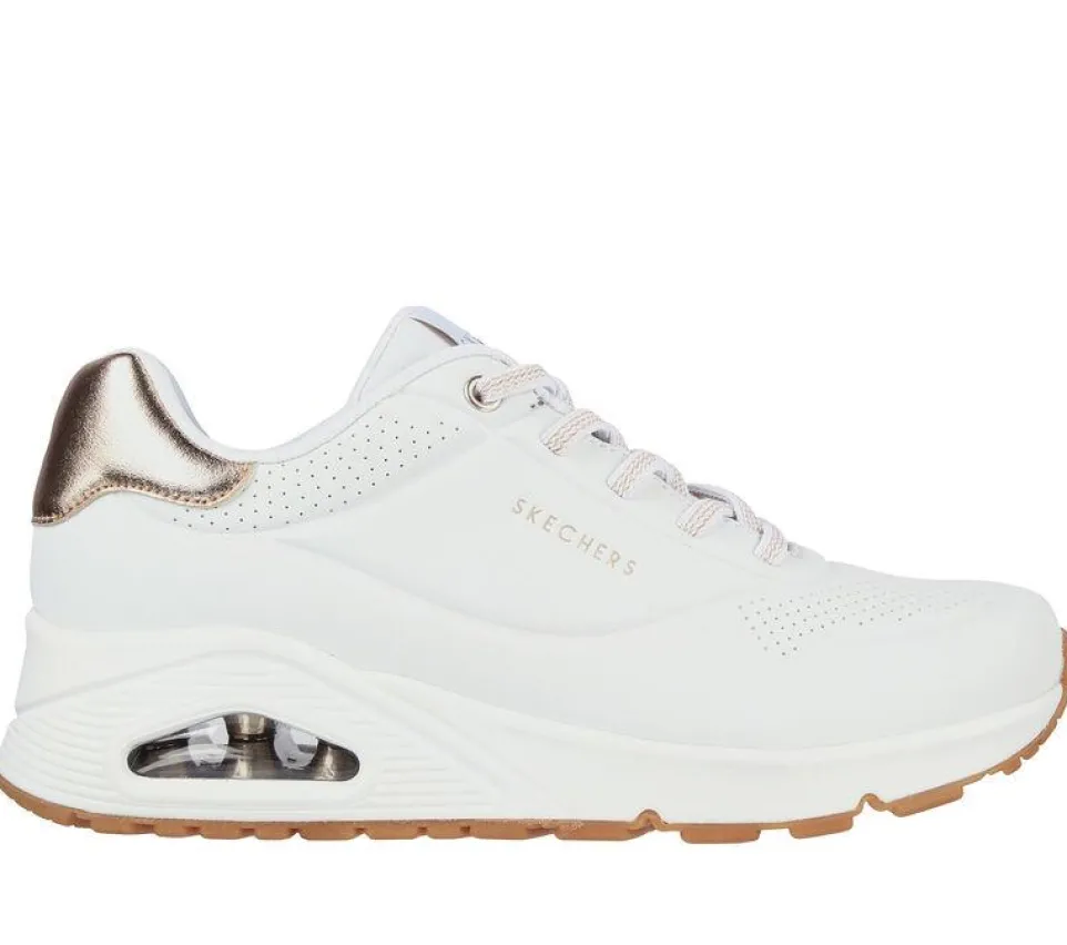 Women's Wide Fit Skechers 155196 Uno Shimmer Away Trainers