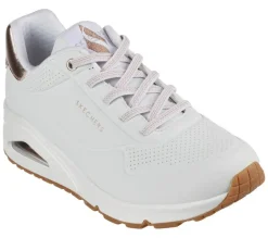 Women's Wide Fit Skechers 155196 Uno Shimmer Away Trainers