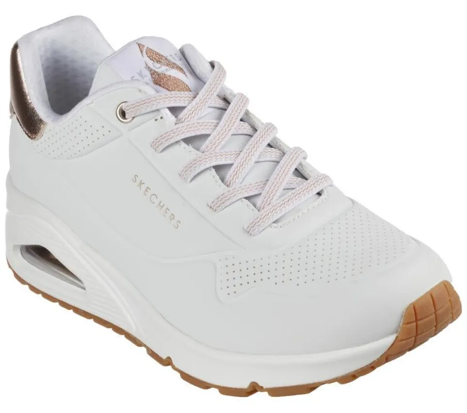 Women's Wide Fit Skechers 155196 Uno Shimmer Away Trainers