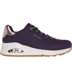 Women's Wide Fit Skechers 155196 Uno Shimmer Away Trainers