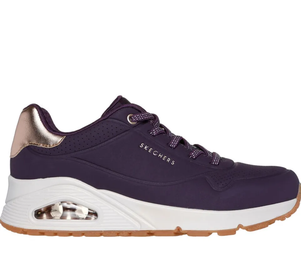 Women's Wide Fit Skechers 155196 Uno Shimmer Away Trainers