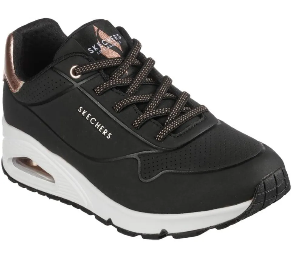Women's Wide Fit Skechers Uno 155196 Shimmer Away Trainers