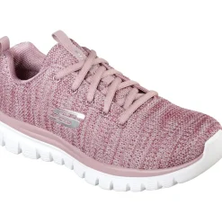 Women's Wide Fit Skechers 12614 Graceful Twisted Fortune Trainers - Mauve