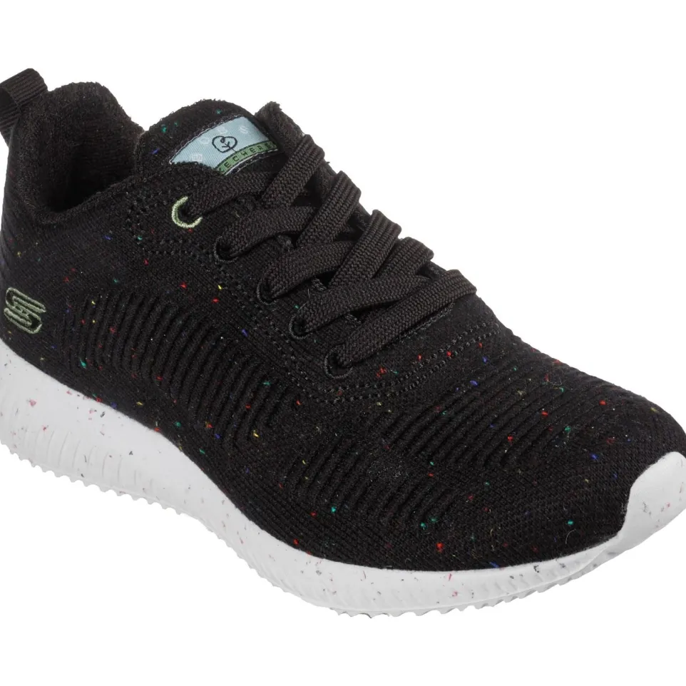 Women's Wide Fit Skechers 117282 Bobs Squad Reclaim Life Trainers - Black