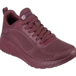 Women's Wide Fit Skechers 117209 Bob Squad Chaos Face Off Trainers -Plum