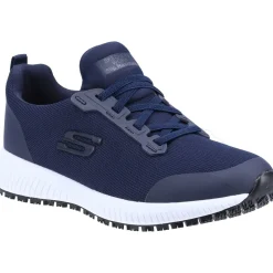 Women's Wide Fit Skechers 77222EC Squad SR Occupational Trainers - Navy
