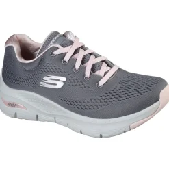 Women's Wide Fit Skechers 149057 Unny Outlook Sports Trainers - Grey/Pink
