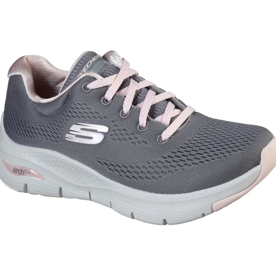 Women's Wide Fit Skechers 149057 Unny Outlook Sports Trainers - Grey/Pink