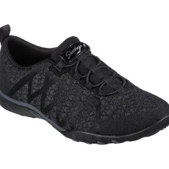 Women's Wide Fit Skechers 100301 Relaxed Fit Breathe Easy Infi Knity Trainers - Black
