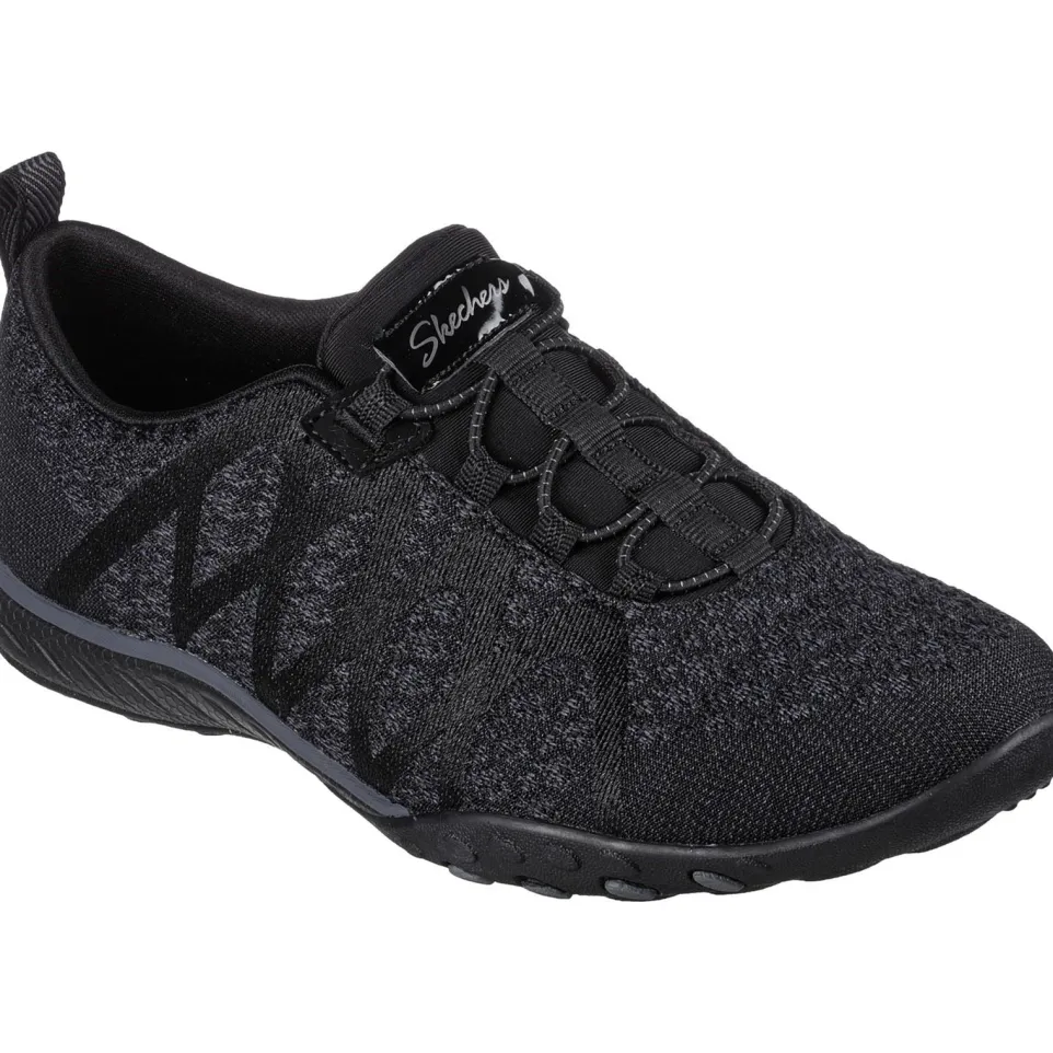 Women's Wide Fit Skechers 100301 Relaxed Fit Breathe Easy Infi Knity Trainers - Black
