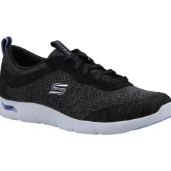 Women's Wide Fit Skechers 104272 Arch Fit Refine Trainers - Black/White