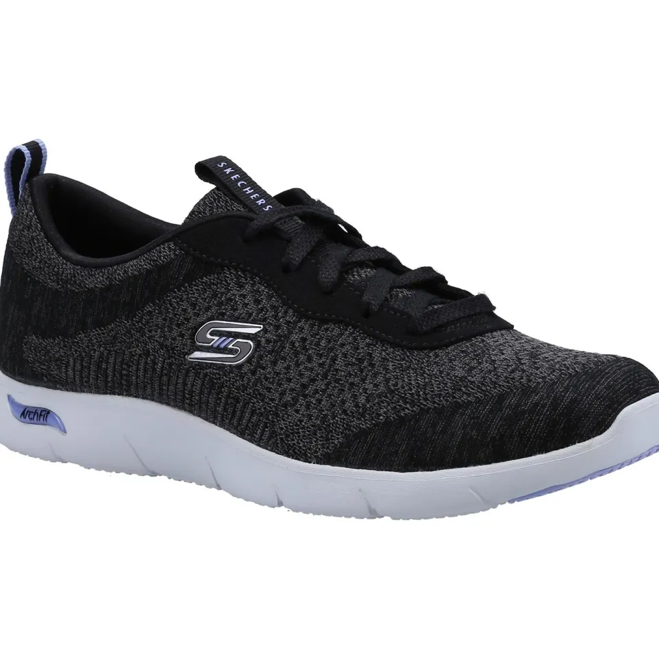 Women's Wide Fit Skechers 104272 Arch Fit Refine Trainers - Black/White