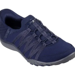 Women's Wide Fit Skechers 100593 Breathe Easy Roll With Me Trainers - Navy