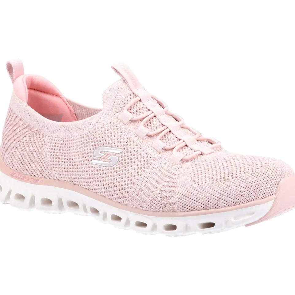 Women's Wide Fit Skechers 104198 Glide Step Grand Flash Trainers - Rose