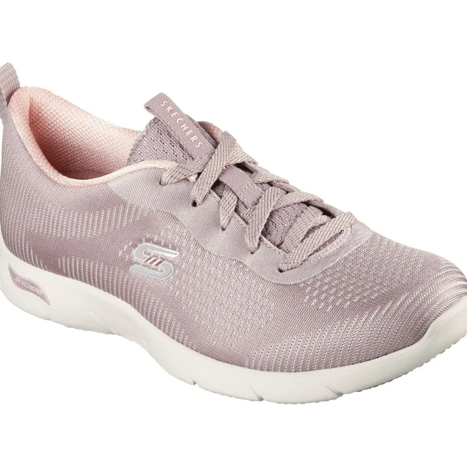 Women's Wide Fit Skechers 104390 Arch Fit Refine Classy Doll Trainers - Dark Taupe