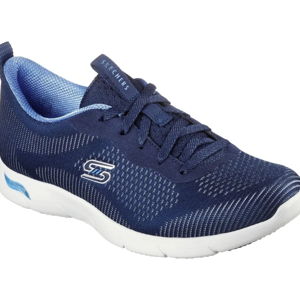 Women's Wide Fit Skechers 104390 Arch Fit Refine Classy Doll Trainers -Navy