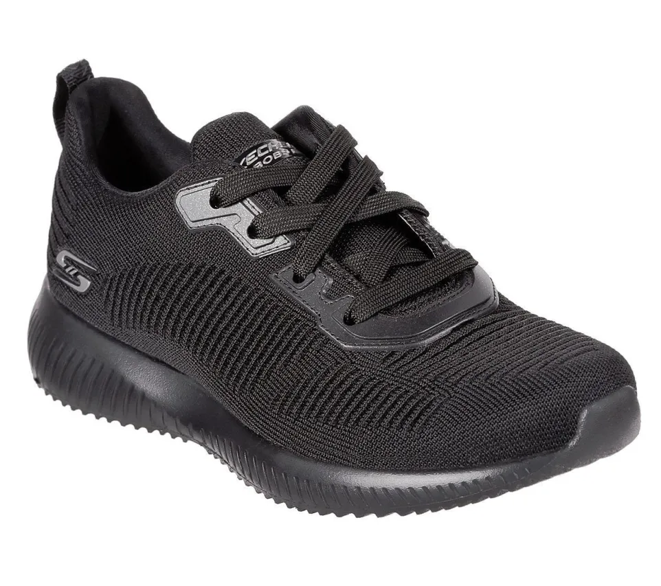 Womens Wide Fit Skechers 32504 Bobs Tough Talk Trainers - Black