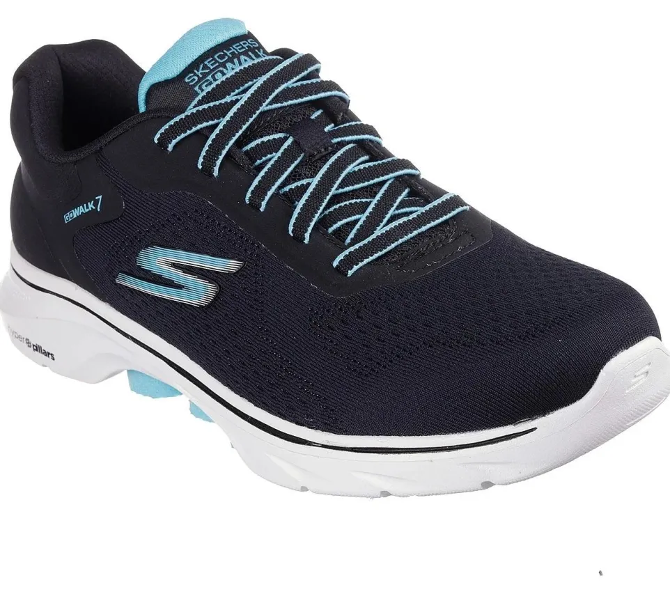 Women's Wide Fit Skechers 125215 Go Walk 7 Cosmic Waves Trainers