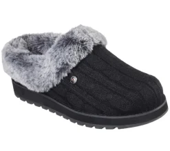 Womens Wide Fit Skechers Keepsakes Ice Angel Mule Slippers - Black