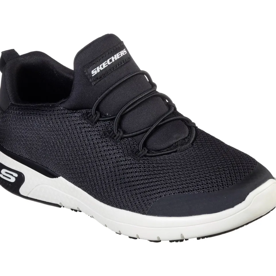Women's Wide Fit Skechers 77281EC Marsing Waiola SR Safety Trainers - Black/White