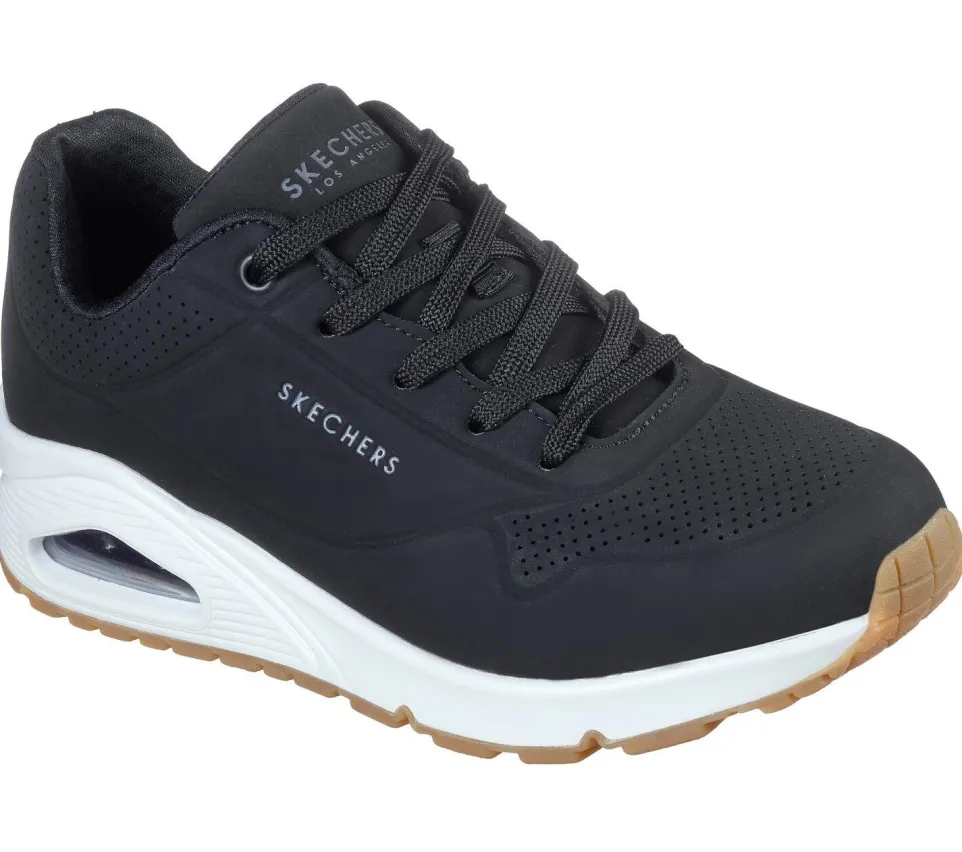 Women's Wide Fit Skechers 73690 Uno - Stand On Air Walking Street Wear Trainers