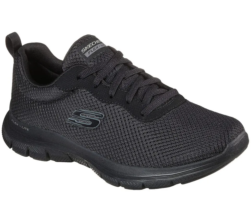 Womens Wide Fit Skechers Flex Appeal 4.0 - 149303 Walking Trainers - Black