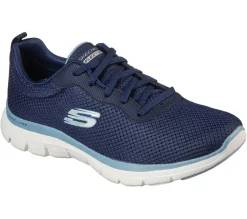 Womens Wide Fit Skechers Flex Appeal 4.0 - 149303 Walking Trainers - Navy Blue