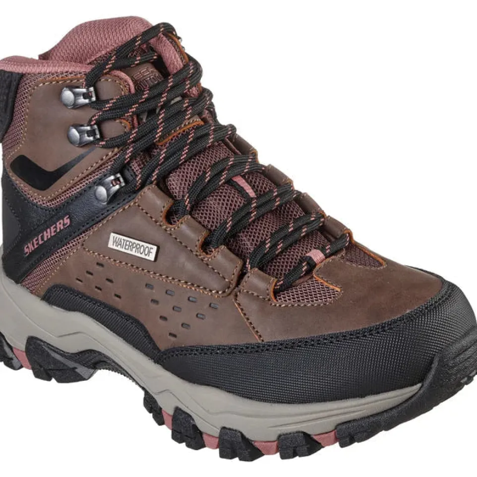 Women's Wide Fit Skechers 158257 Selmen Hiking Waterproof Boots - Chocolate