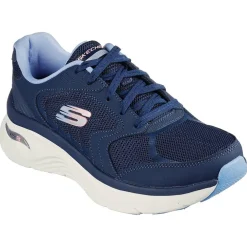 Women's Wide Fit Skechers 149686 Relaxed Fit Arch Fit D'lux Trainers - Navy/Blue