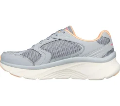 Women's Wide Fit Skechers 149686 Relaxed Fit Arch Fit D'lux Trainers - Gray/Coral