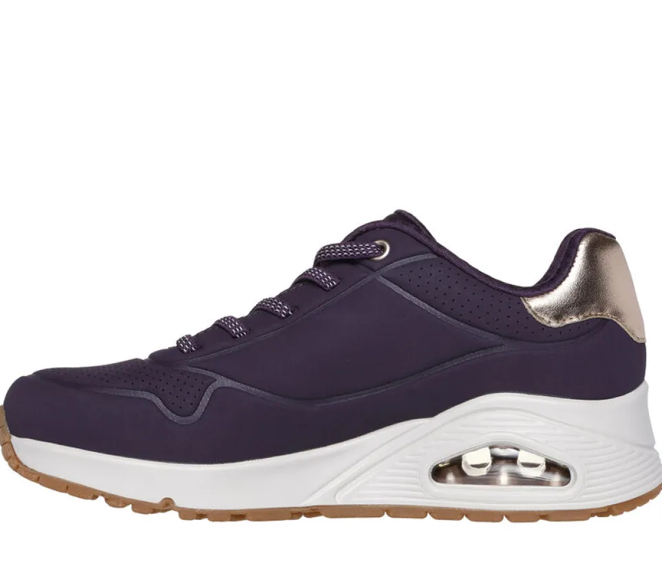 Women's Wide Fit Skechers 155196 Uno Shimmer Away Trainers