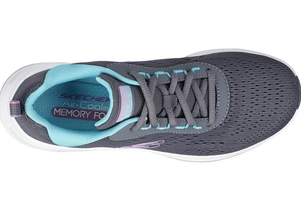 Women's Wide Fit Skechers 150131 Skech Air Meta Aired Out Trainers - Charcoal/Multi