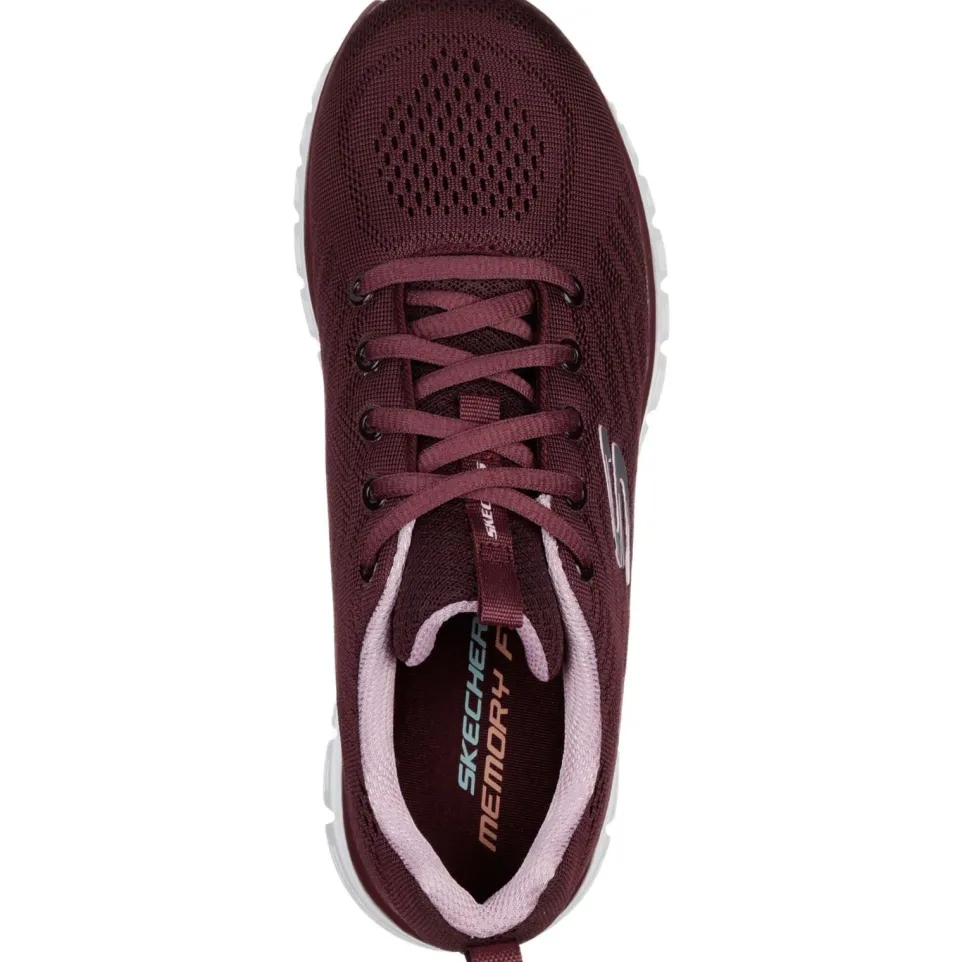 Women's Wide Fit Skechers 12615 Graceful Get Connected Sports Trainers - Wine