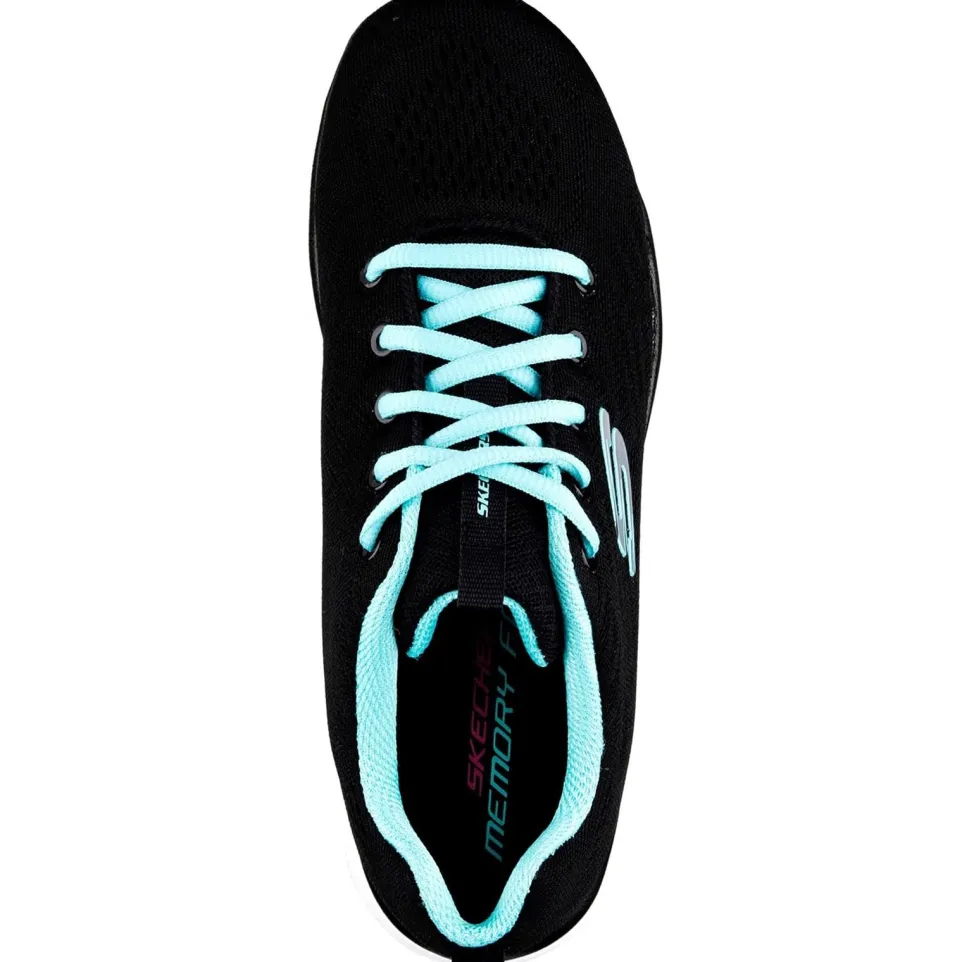 Women's Wide Fit Skechers 12615 Graceful Get Connected Sports Trainers - Black/Turquoise