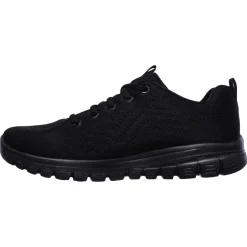 Women's Wide Fit Skechers 12615 Graceful Get Connected Sports Trainers - Black