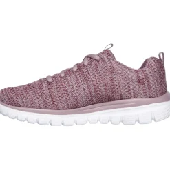 Women's Wide Fit Skechers 12614 Graceful Twisted Fortune Trainers - Mauve