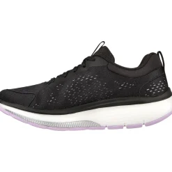 Women's Wide Fit Skechers 124933 Go Walk Workout Walker Trainers - Black/Lavender