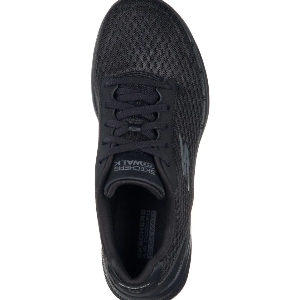 Women's Wide Fit Skechers 124514 Go Walk 6 Iconic Vision Trainers - Black