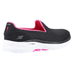 Women's Wide Fit Skechers 124508 Go Walk 6 Big Splash Trainers - Black/Hot Pink