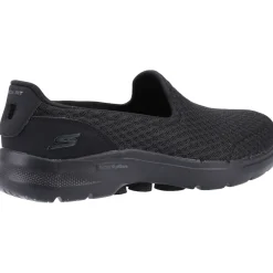 Women's Wide Fit Skechers 124508 Go Walk 6 Big Splash Trainers - Black/Black