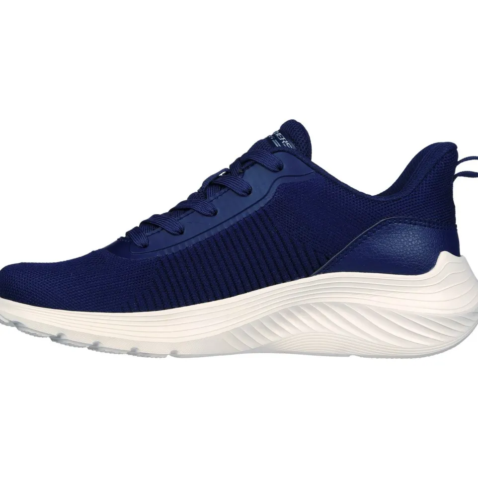 Women's Wide Fit Skechers 117470 Bobs Squad Waves Sports Trainers - Navy
