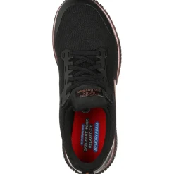 Women's Wide Fit Skechers 77222EC Squad SR Occupational Trainers - Black/Rose Gold