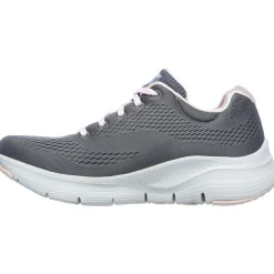 Women's Wide Fit Skechers 149057 Unny Outlook Sports Trainers - Grey/Pink
