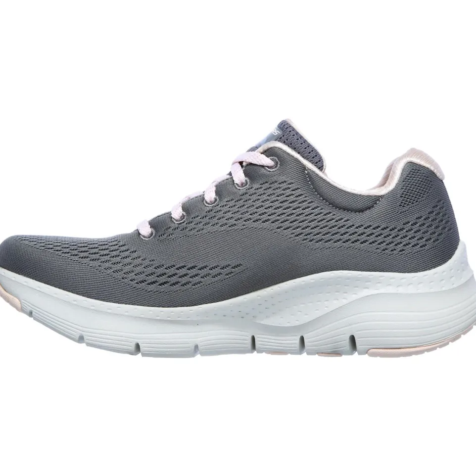 Women's Wide Fit Skechers 149057 Unny Outlook Sports Trainers - Grey/Pink