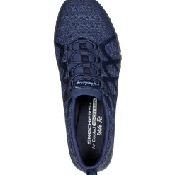 Women's Wide Fit Skechers 100301 Relaxed Fit Breathe Easy Infi Knity Trainers - Navy