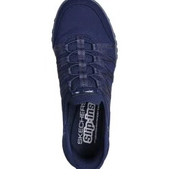 Women's Wide Fit Skechers 100593 Breathe Easy Roll With Me Trainers - Navy
