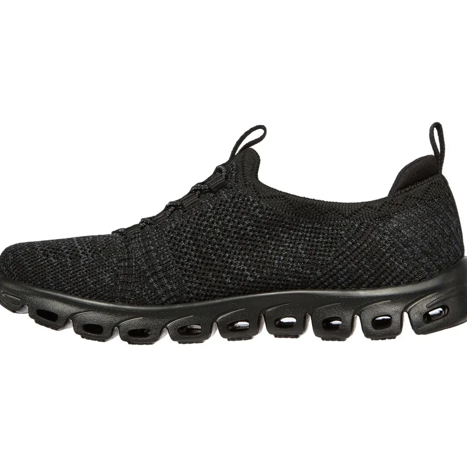 Women's Wide Fit Skechers 104198 Glide Step Grand Flash Trainers - Black