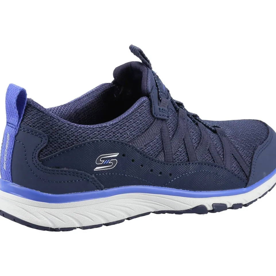 Women's Wide Fit Skechers 104281 Gratis Sport Live Golden Trainers - Navy